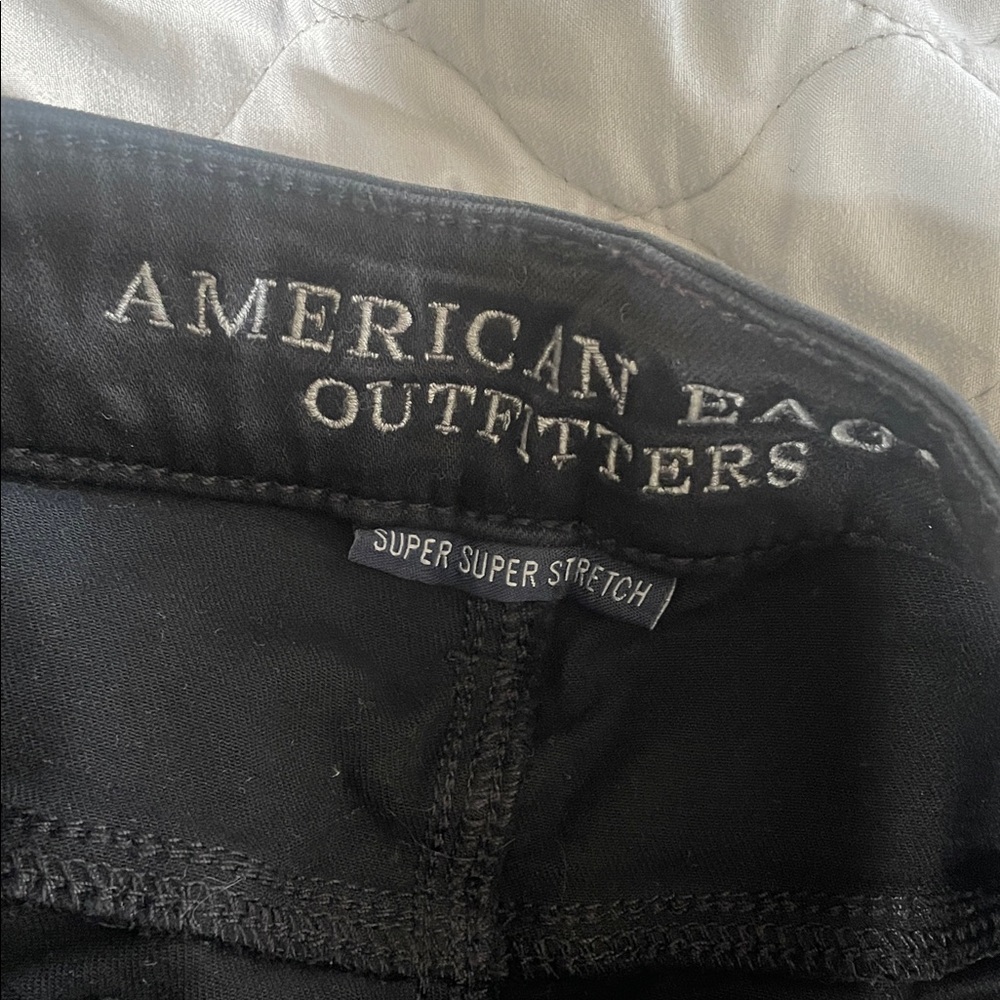 American Eagle Black Skinny Ripped Knee XLong Length 4 - Picture 4 of 5